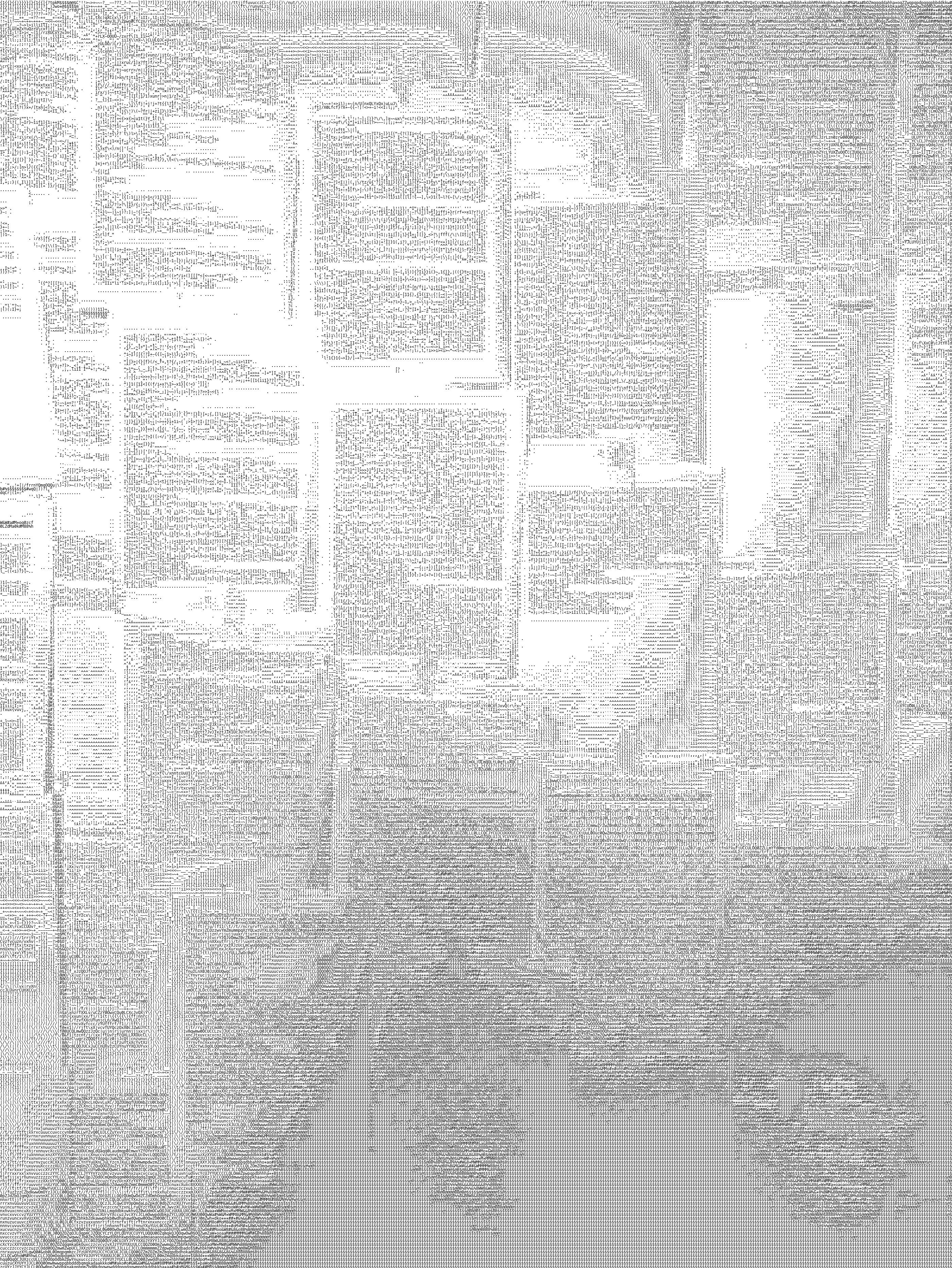 Un muro dello studio interamente ricoperto di pagine stampate, incollate una accanto all’altra